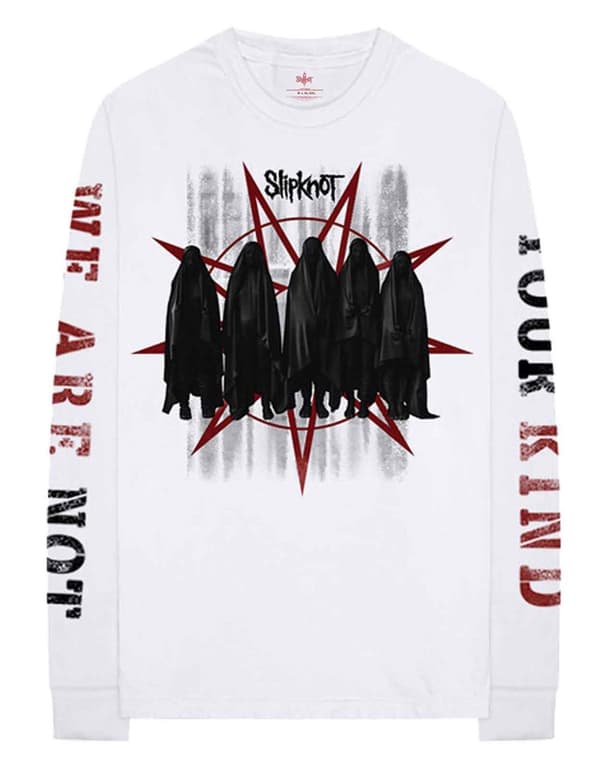 Slipknot T Shirt Shrouded Group Band Logo Official White Long Sleeve Unisex
