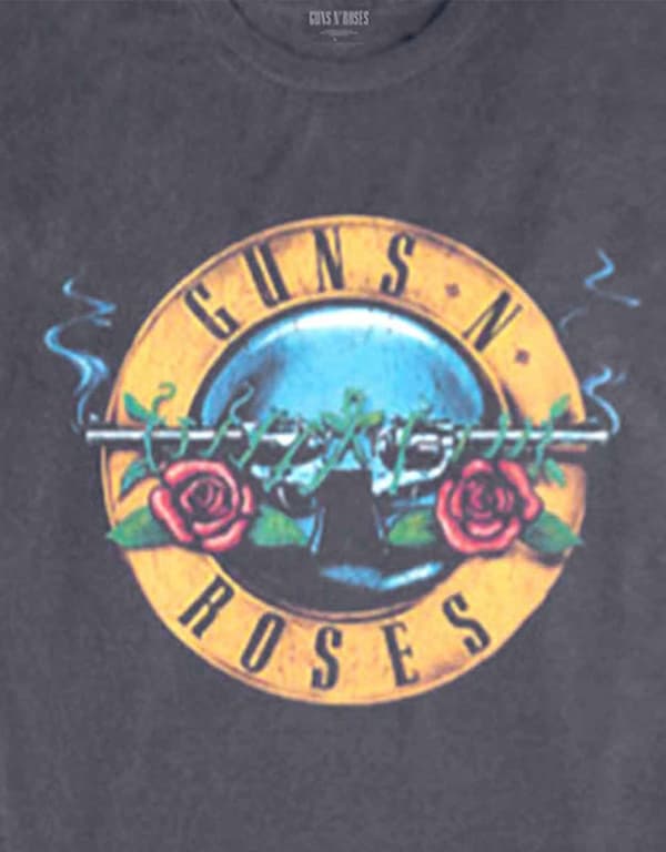 Guns N' Roses T Shirt Hollywood Tour Official Charcoal Grey Long Sleeve