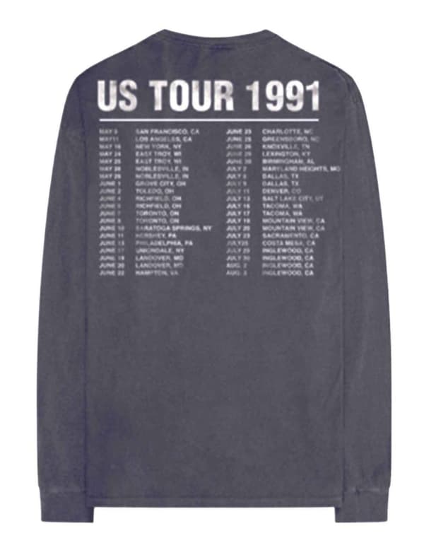 Guns N' Roses T Shirt Hollywood Tour Official Charcoal Grey Long Sleeve