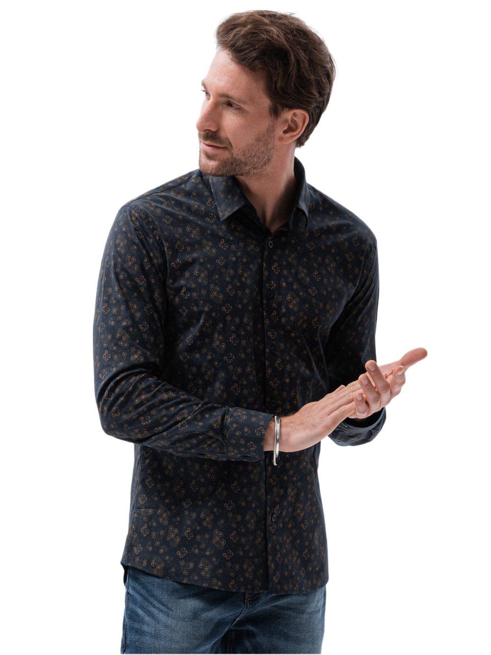 Ombre Herrskjorta Elegant Basic Klassisk Blå Långärmad Slim Fit S-XXL för bröllop