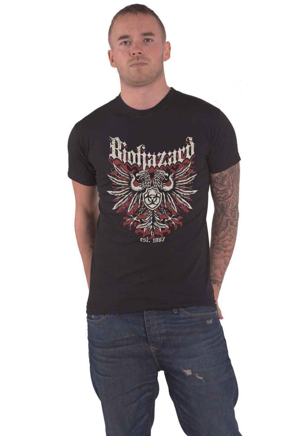 Biohazard T Shirt Est 1987 Band Logo Crest Official Mens Black