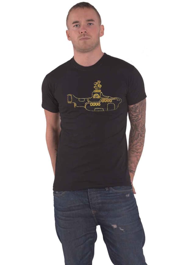 The Beatles T Shirt Diamante Yellow Submarine Logo Official Unisex Black