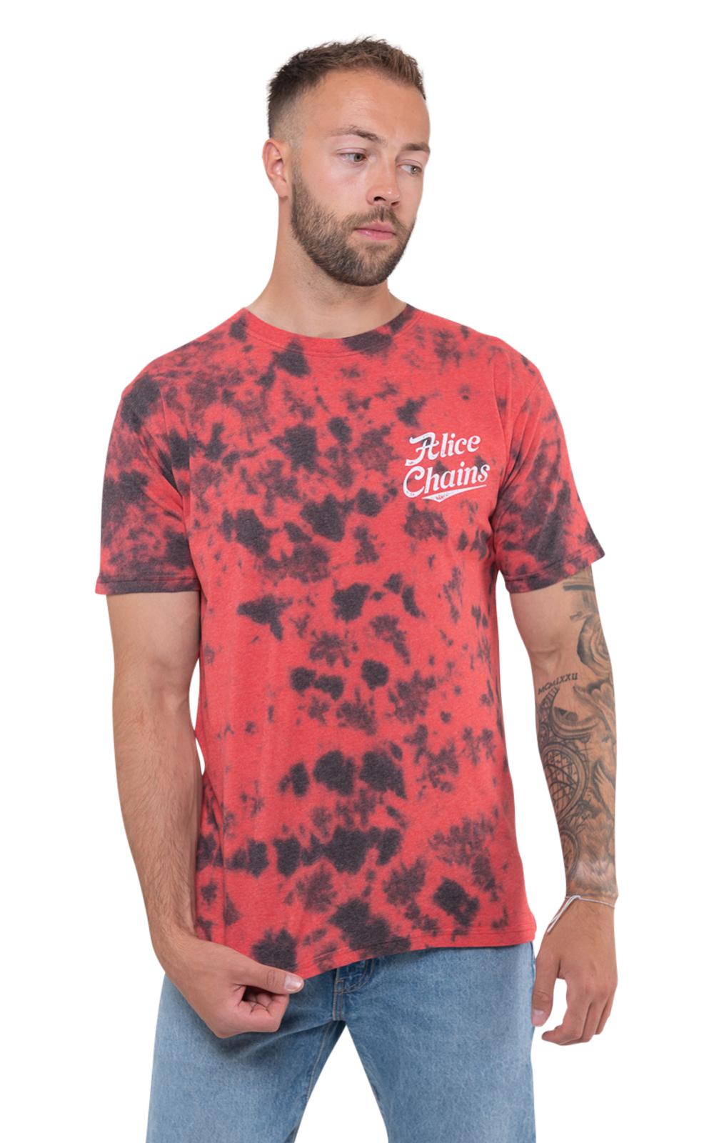 Alice In Chains T Shirt Circle Emblem Band Logo Official Unisex Dip Dye Red