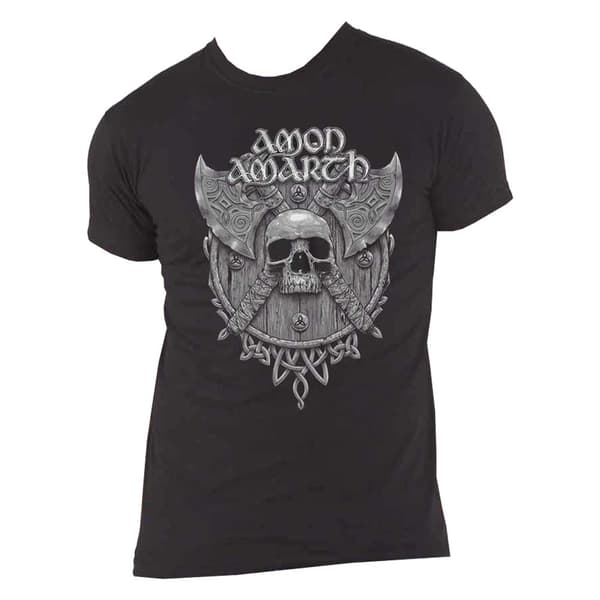 Amon Amarth T Shirt Grey Skull Band Logo Official Mens Black