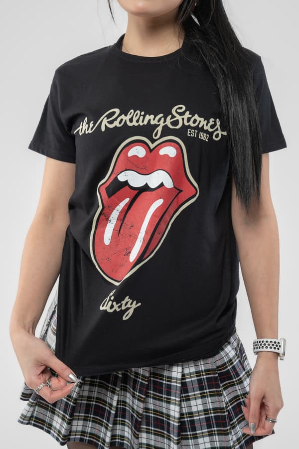 The Rolling Stones T Shirt Sixty Plastered Tongue Official Womens Skinny Fit