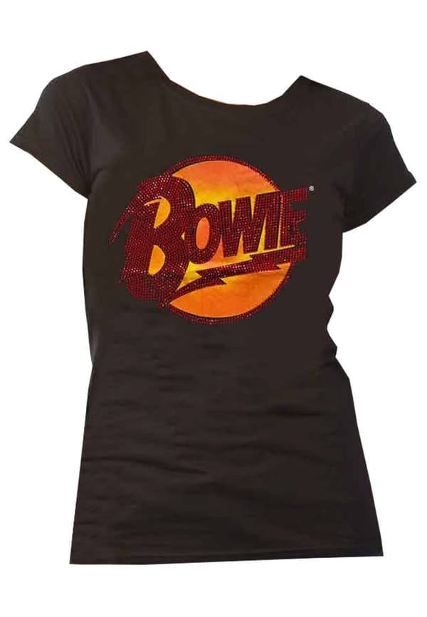 David Bowie T Shirt Diamond Dogs diamante Logo Official Womens Skinny Fit Black