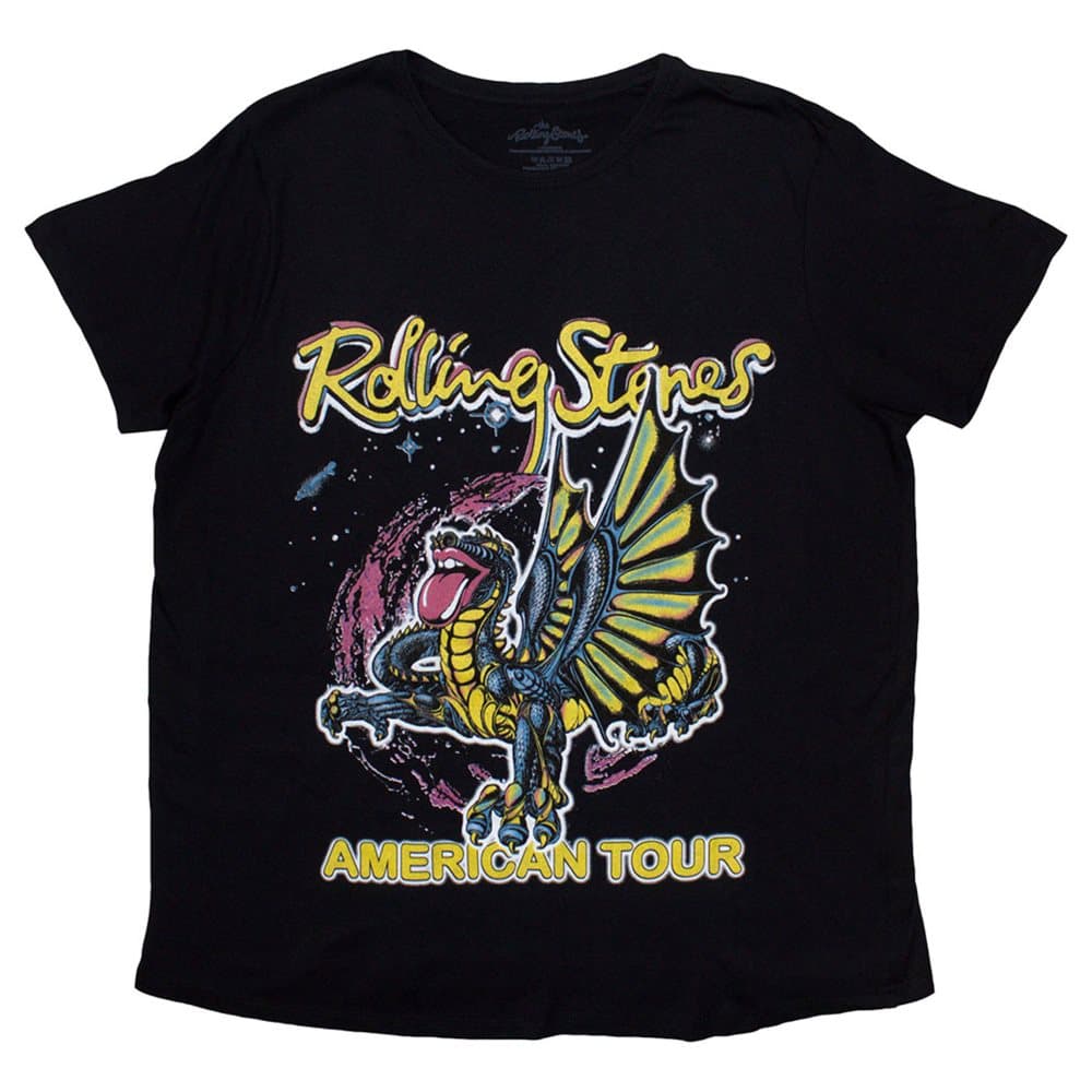 The Rolling Stones T Shirt American Tour Dragon Official Womens Skinny Fit Black