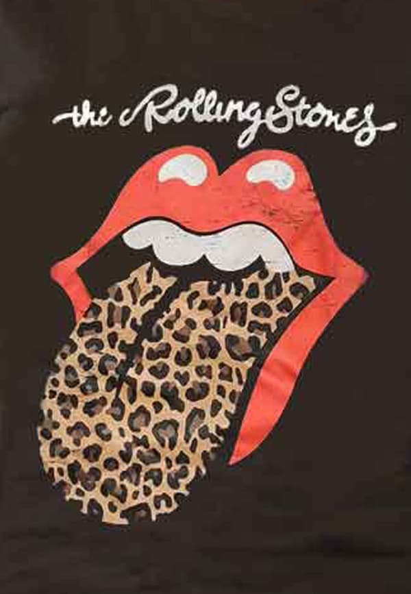 The Rolling Stones T Shirt Leopard Print Tongue Womens Boyfriend Fit T Shirt