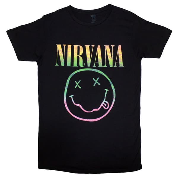 Nirvana T Shirt Sorbet Ray Smile Band Logo Official Womens Boyfriend Fit
