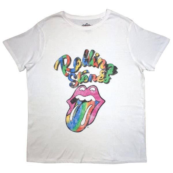 The Rolling Stones T Shirt Multicolour Tongue Official Womens Skinny Fit