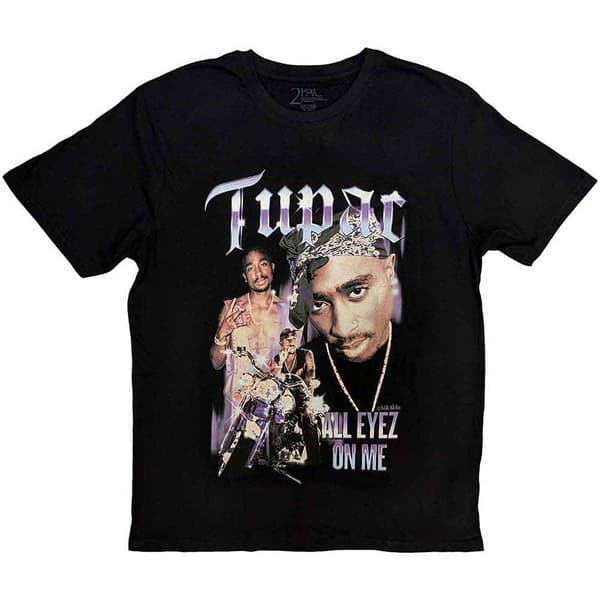 Tupac T Shirt 2PAC All Eyez Blue Homage Logo Official Womens Skinny Fit Black