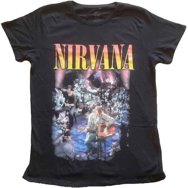 Nirvana T Shirt Unplugged Photo Band Logo Official Womens Boyfriend Fit