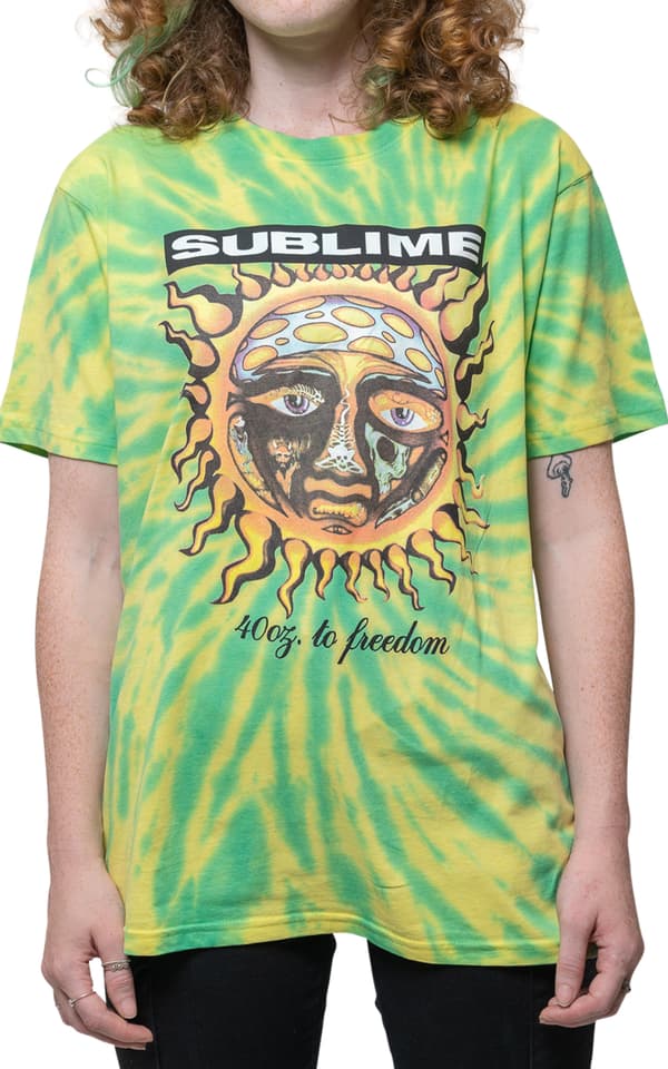 Sublime T Shirt 40oz To Freedom Band Logo Official Unisex Dip Dye Green