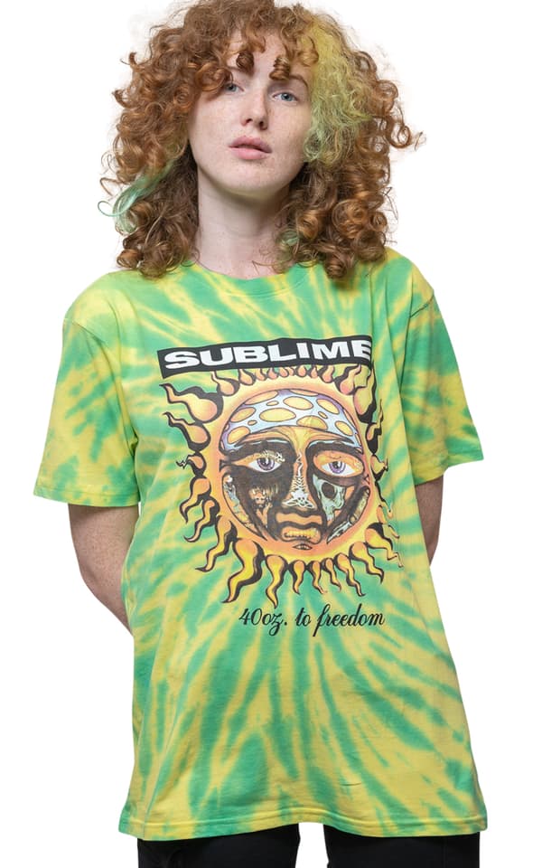 Sublime T Shirt 40oz To Freedom Band Logo Official Unisex Dip Dye Green