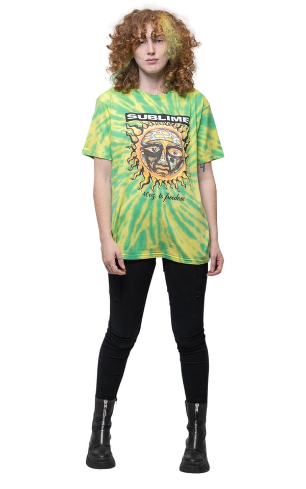 Sublime T Shirt 40oz To Freedom Band Logo Official Unisex Dip Dye Green