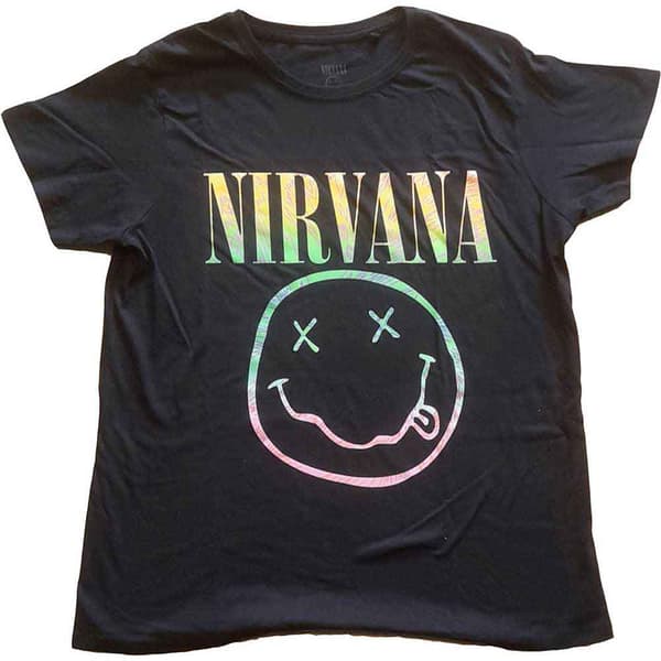 Nirvana T Shirt Sorbet Ray Smile Band Logo Official Womens Boyfriend Fit