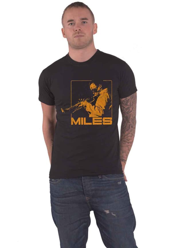 Miles Davis T Shirt Blowin Logo Official Mens Black Black L