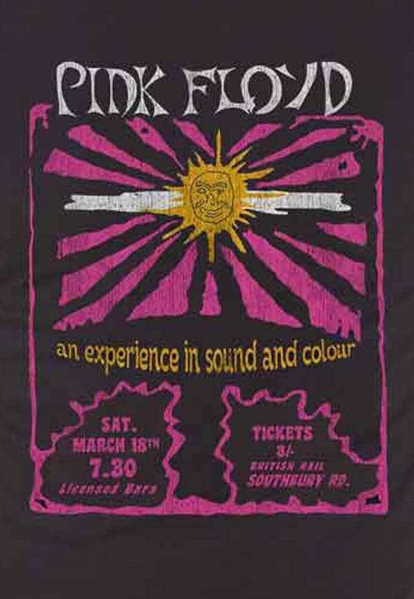 Pink Floyd T Shirt Sound and Colour Flyer Official Mens Black