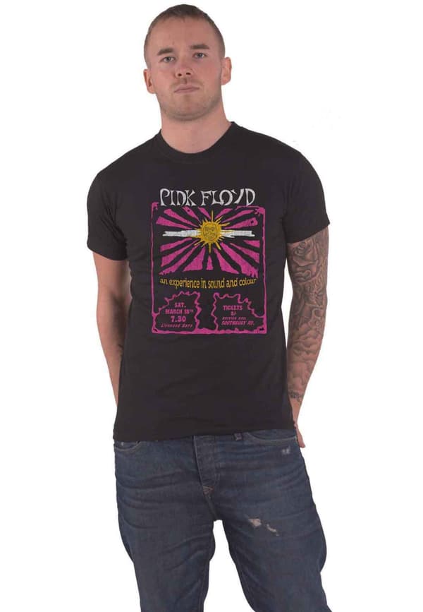 Pink Floyd T Shirt Sound and Colour Flyer Official Mens Black