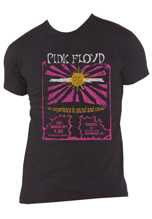 Pink Floyd T Shirt Sound and Colour Flyer Official Mens Black