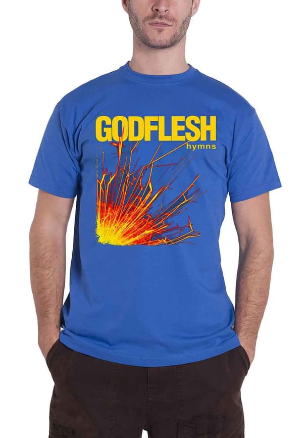 Godflesh T Shirt Hymns Band Logo Official Mens Blue Blue XL
