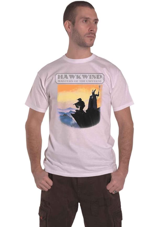 Hawkwind T Shirt Masters Of The Universe Band Logo Official Mens White