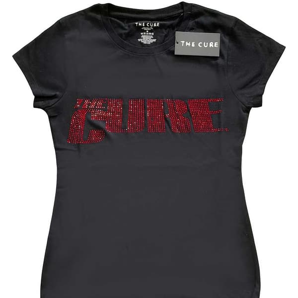 The Cure Ladies T-Shirt: Logo (Diamante) (X-Large)