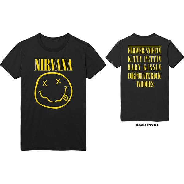 Nirvana Unisex T-Shirt: Flower Sniffin (Back Print & Plus Sizes) (XXX-Large)