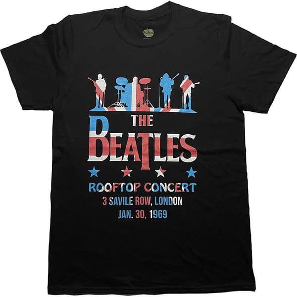The Beatles Unisex T-Shirt: Drop T Rooftop Flag (Medium)