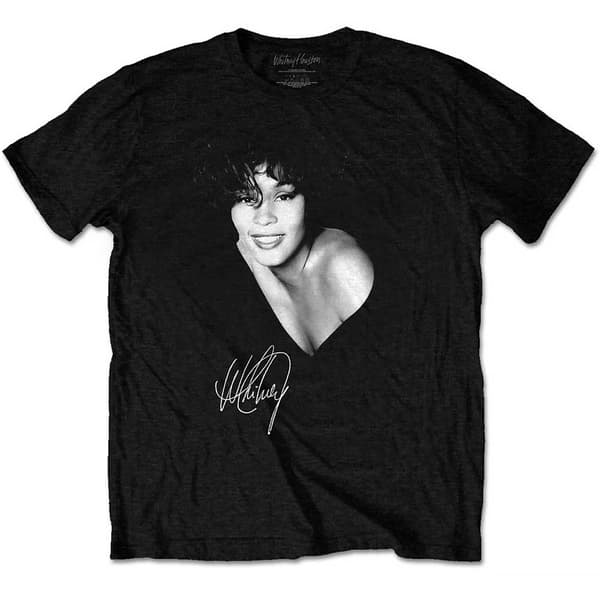 Whitney Houston Unisex T-Shirt: B&W Photo (X-Large)