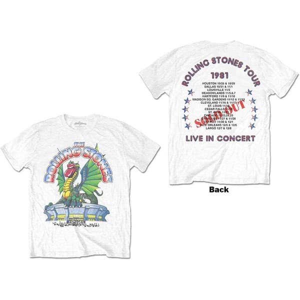 The Rolling Stones Unisex T-Shirt: 81 Tour Dragon (Back Print) (Medium)
