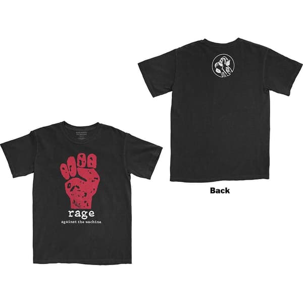 Rage Against The Machine Unisex T-Shirt: Red Fist (Back Print) (Large)