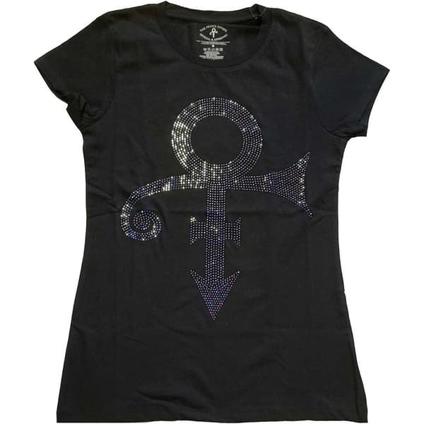 Prince Ladies T-Shirt: Purple Symbol (Diamante) (Medium)