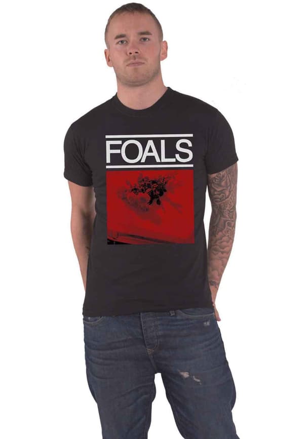 Foals T Shirt Red Roses Band Logo Official Mens Black Black L