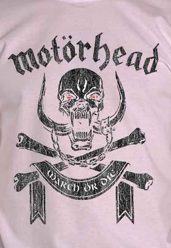 Motorhead T Shirt March or Die Warpig Band Logo Official Mens White