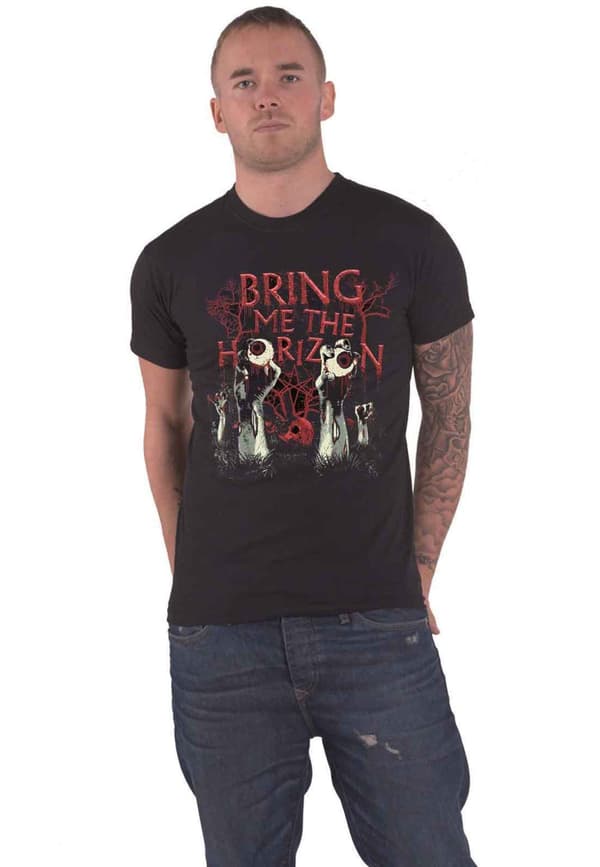 Bring Me The Horizon T Shirt Graveyard Eyes Band Logo Official Mens Black