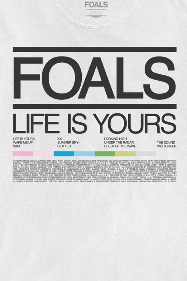 Foals T Shirt Life Is Yours Songlist Band Logo Official Mens White