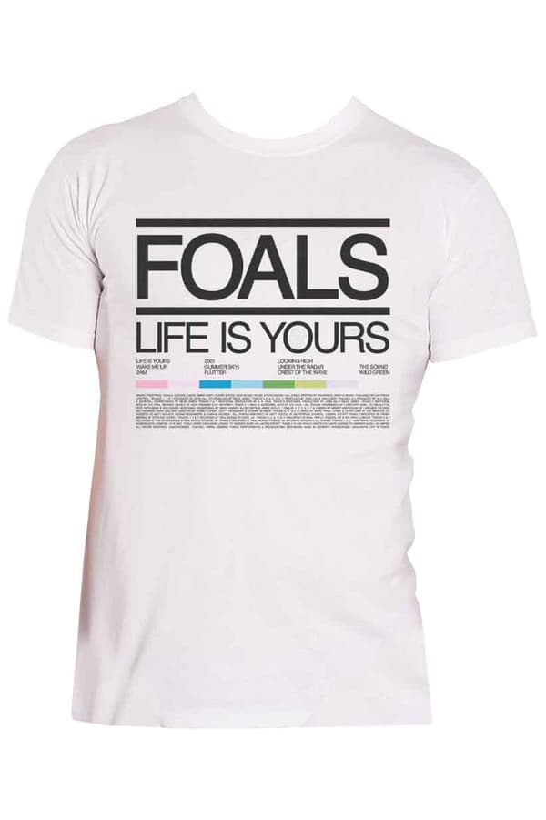 Foals T Shirt Life Is Yours Songlist Band Logo Official Mens White