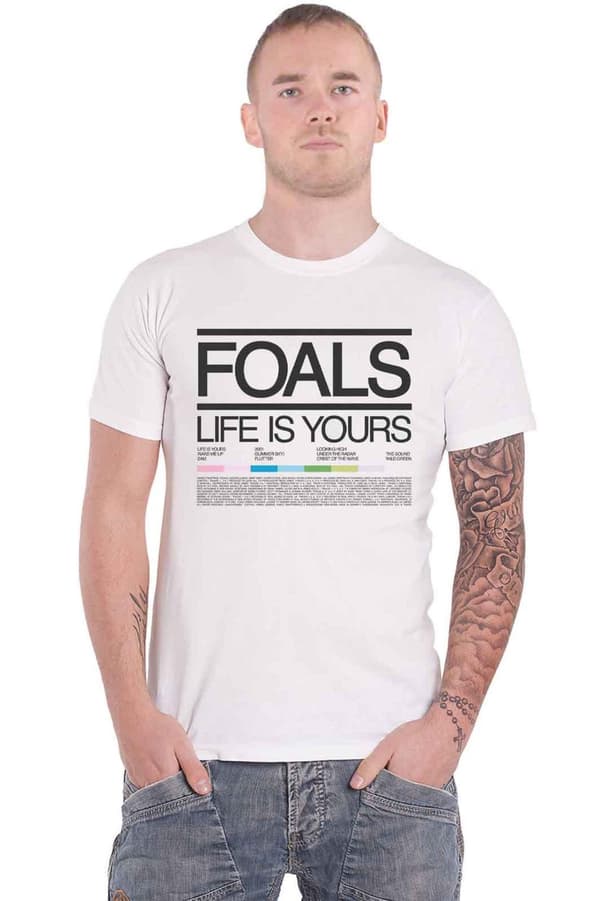 Foals T Shirt Life Is Yours Songlist Band Logo Official Mens White