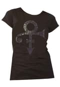 Miniatyrbild 4 av 4: Prince T Shirt Purple Symbol Diamante Logo Official Womens Skinny Fit Black