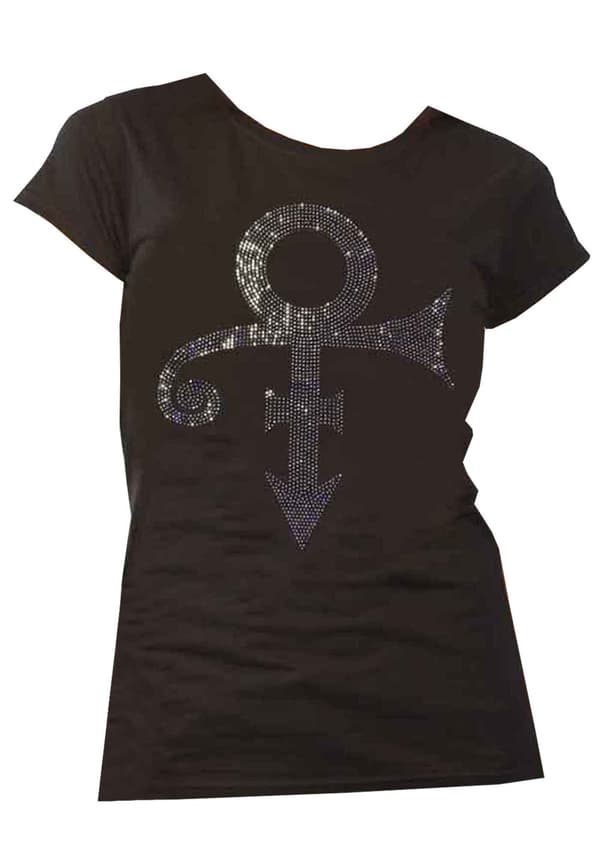 Prince T Shirt Purple Symbol Diamante Logo Official Womens Skinny Fit Black