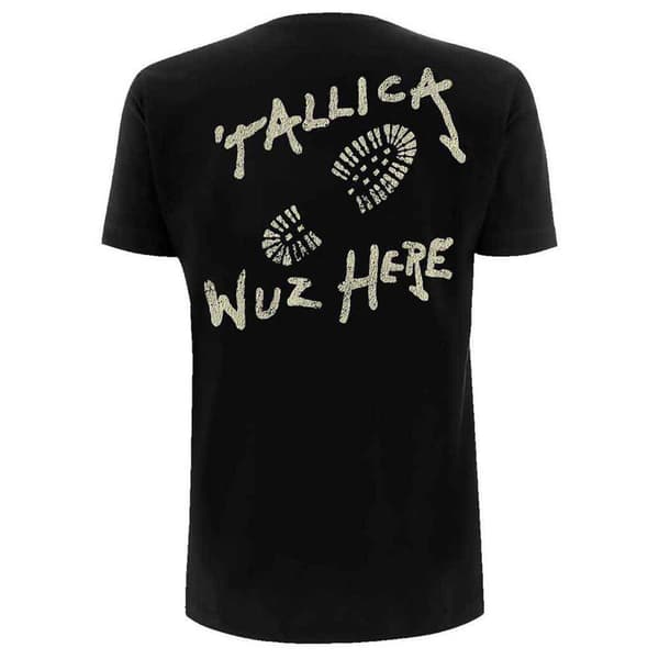 Metallica T Shirt Wuz Here Band Logo Official Mens Black