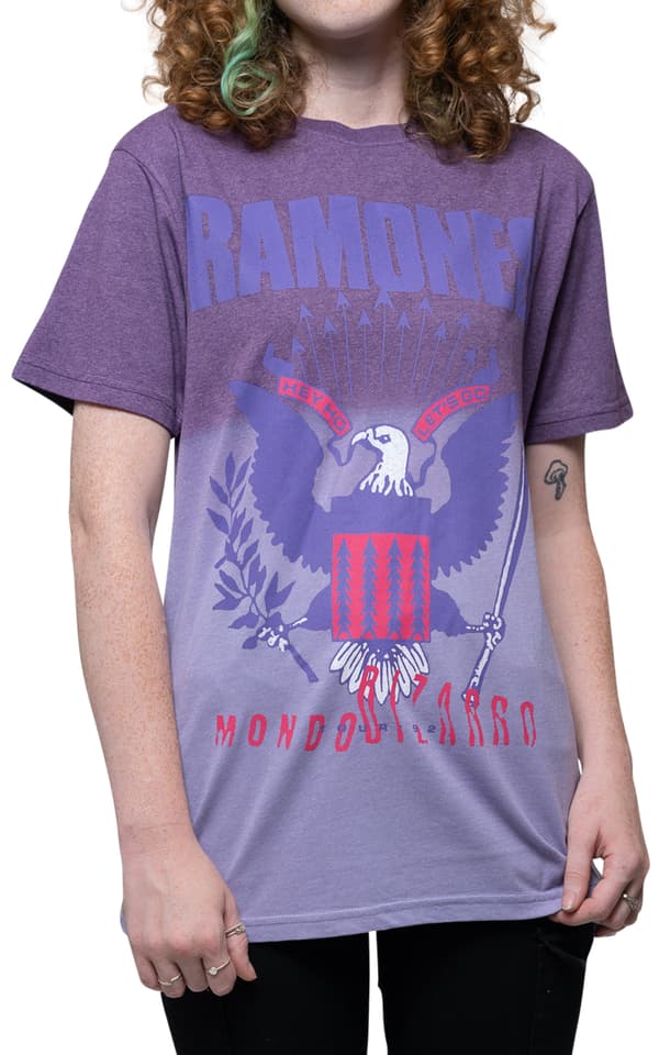 Ramones T Shirt Mondo Bizarro Band Logo Official Unisex Purple Dye Wash