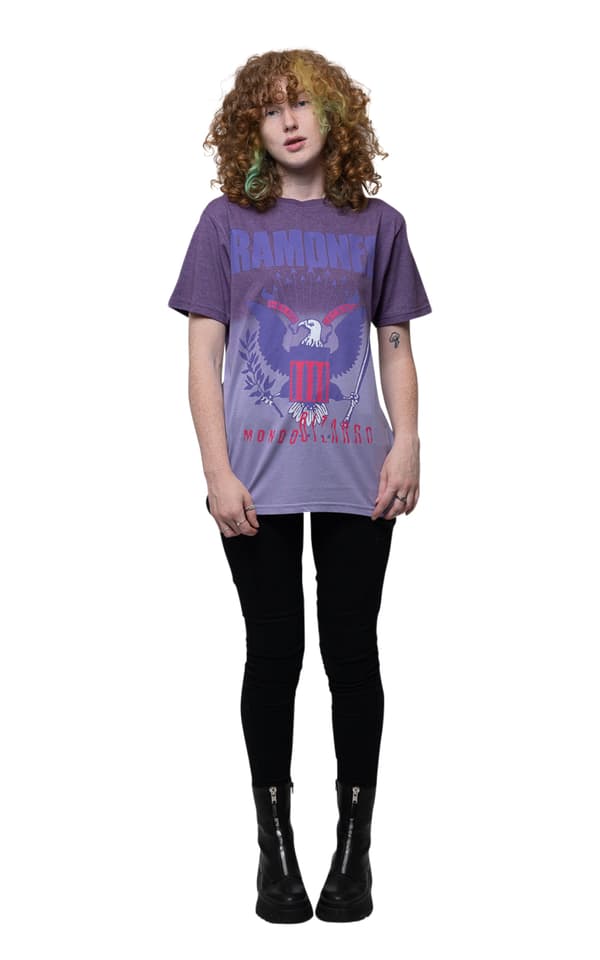 Ramones T Shirt Mondo Bizarro Band Logo Official Unisex Purple Dye Wash