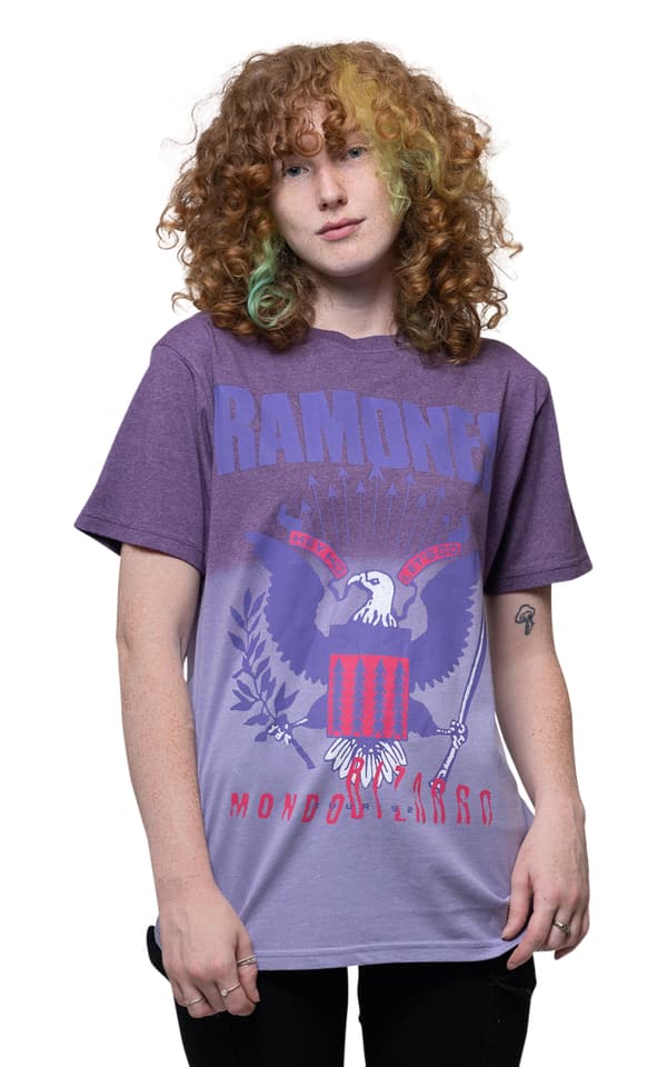 Ramones T Shirt Mondo Bizarro Band Logo Official Unisex Purple Dye Wash