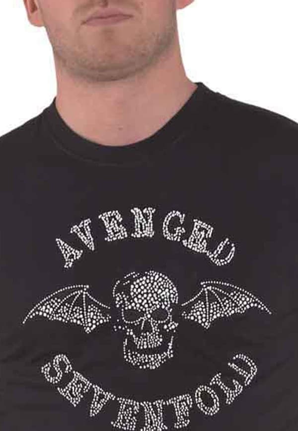 Avenged Sevenfold T Shirt Deathbat Diamante Official Unisex Black