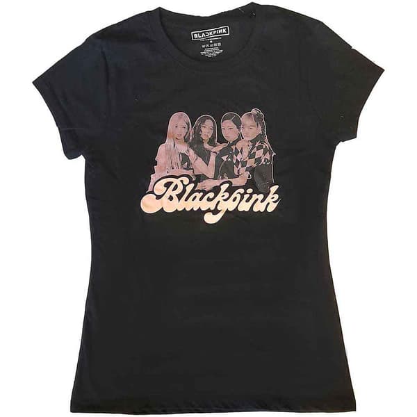BlackPink T Shirt Band Photo Official Womens Skinny Fit Black