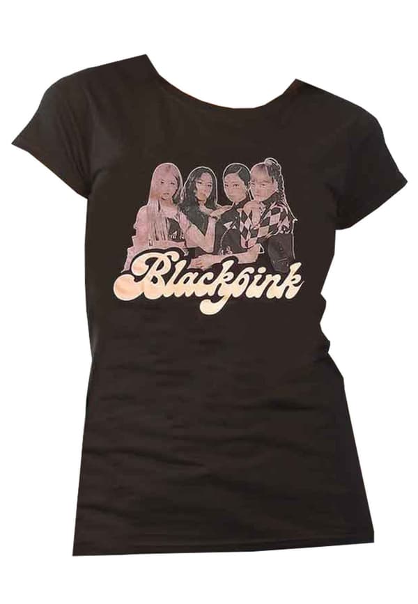 BlackPink T Shirt Band Photo Official Womens Skinny Fit Black