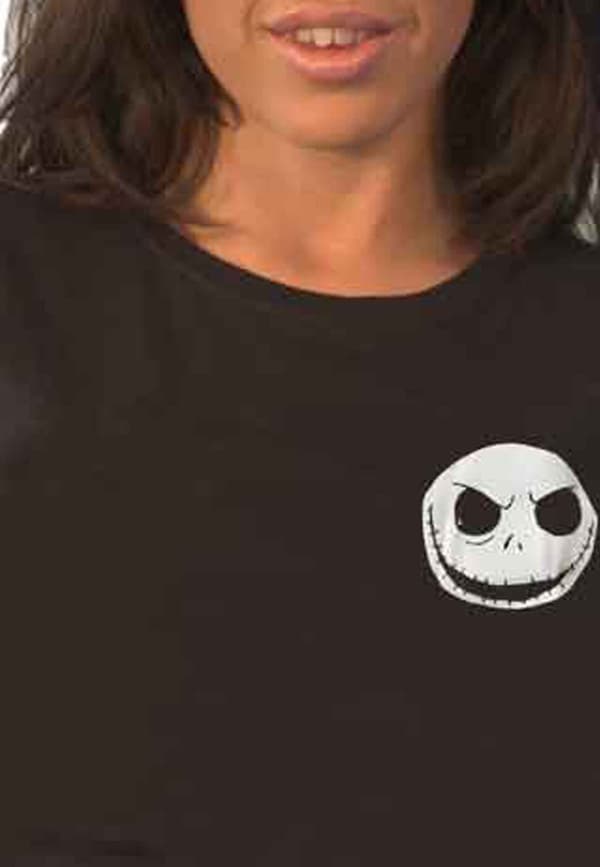 The Nightmare Before Christmas T Shirt Jack Skull Pocket Logo Womens skinny Fit