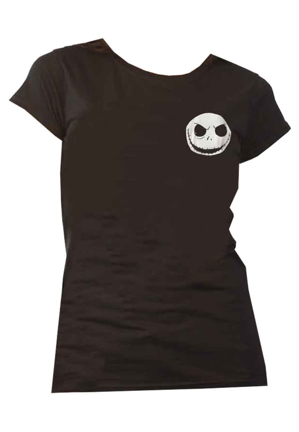 The Nightmare Before Christmas T Shirt Jack Skull Pocket Logo Womens skinny Fit